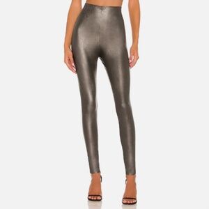Commando Faux Leather High Rise Leggings Size Small Pewter Metallic Revolve